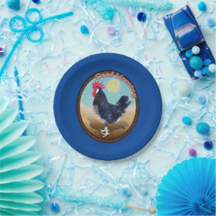 Minorca Rooster Good Morning Vintage Oval Paper Plate