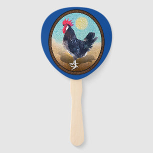Minorca Rooster Vintage Oval  Hand Fan
