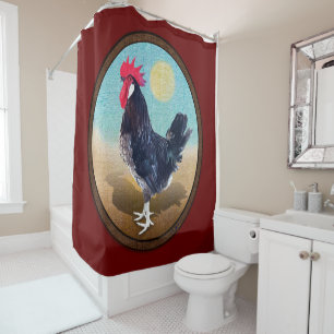 Minorca Rooster Vintage Oval Shower Curtain