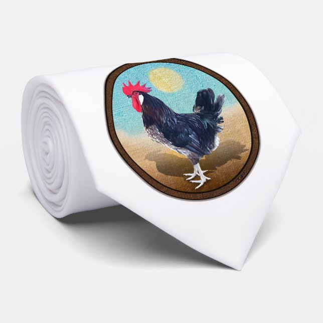 Minorca Rooster Vintage Oval Tie (Rolled)