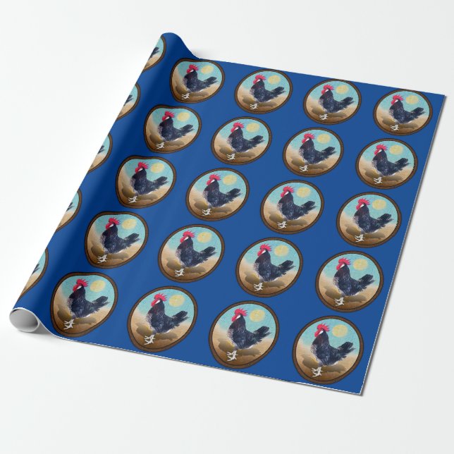 Minorca Rooster Vintage Oval  Wrapping Paper (Unrolled)