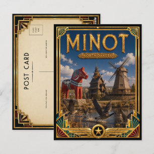 Minot North Dakota Vintage Art Deco Golden Age Postcard