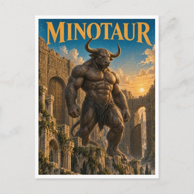 Minotaur, Gothic Fantasy Monster Postcard (Front)
