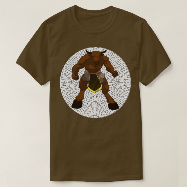 Minotaur in front of a Maze T-Shirt (Design Front)