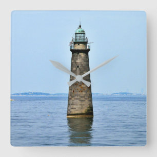 Minots Ledge Lighthouse Mass. Square Wall Clock