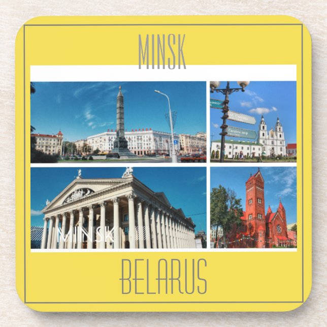 Minsk Belarus Collage Architecture Coaster (Front)