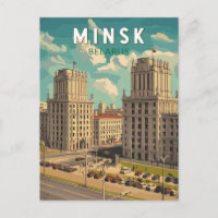 Minsk Belarus Illustration Travel Art Vintage