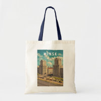 Minsk Belarus Illustration Travel Art Vintage