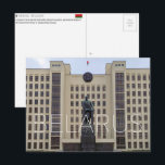 Minsk, Belarus Travel Postcard<br><div class="desc">Send this beautiful postcard to your loved ones featuring a statue of Lenin stands prominently before the austere,  symmetrical facade of the Government House in Independence Square.</div>