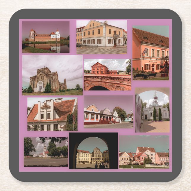 Minsk Mir Brest Architecture Belarus Square Paper Coaster (Front)