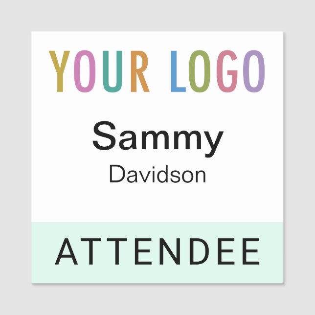 Mint 2x2 Attendee Badge Event Logo Pin or Magnetic (Front)