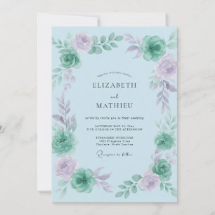 Mint Amethyst Painted Wedding Invitation