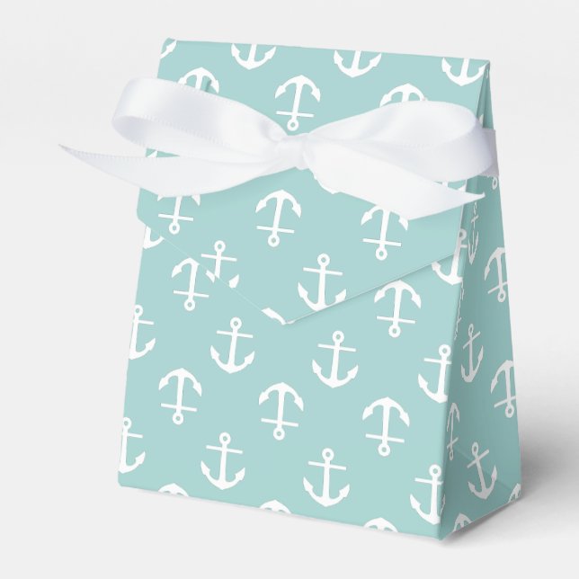 Mint Anchors Pattern Favour Box (Front Side)
