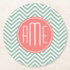 Mint and Coral Chevrons Custom Monogram