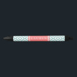 Mint and Coral Diamonds Pattern Black Ink Pen<br><div class="desc">Modern and chic geometric pattern design can be personalised with your name or any text of your choice and given as gifts,  party favours,  wedding favours,  at corporate events,  etc</div>