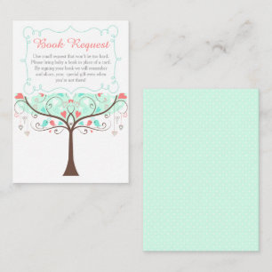 Mint and Coral Floral Baby Shower Book Request Enclosure Card
