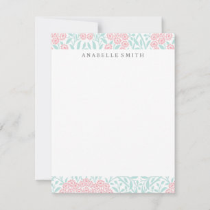 Mint and Coral Floral Damask Pattern