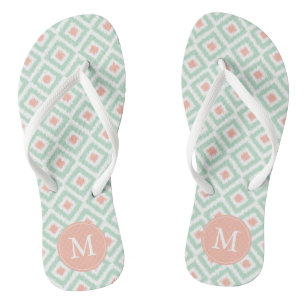 Mint and Coral Ikat Pattern Jandals