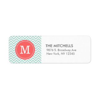 Mint and Coral Modern Chevron Custom Monogram