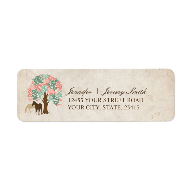 Mint and Coral Pink Spring Horses Wedding (Front)