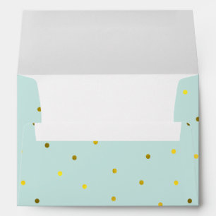 Mint and Faux Gold Foil Dots Envelope
