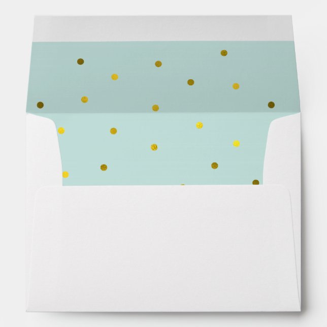 Mint and Faux Gold Foil Dots Envelopes (Back (Bottom))