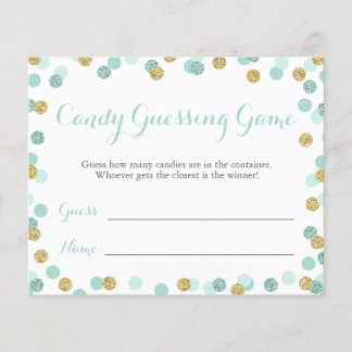 Mint and Gold Baby Shower Candy Guessing Game