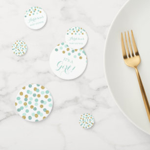 Mint and Gold Baby Shower Table Confetti