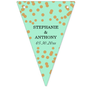 Mint and Gold Confetti Wedding Bunting