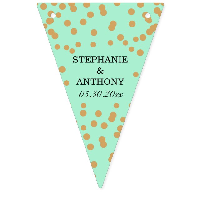 Mint and Gold Confetti Wedding Bunting (Sixteenth Flag)