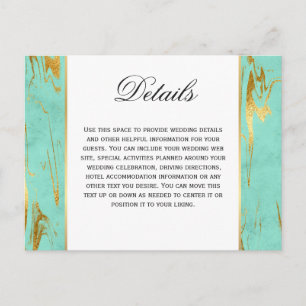 Mint and Gold Faux Foil Marble Pattern Details Postcard