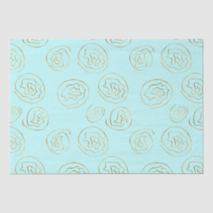 mint and gold faux foil roses tissue paper