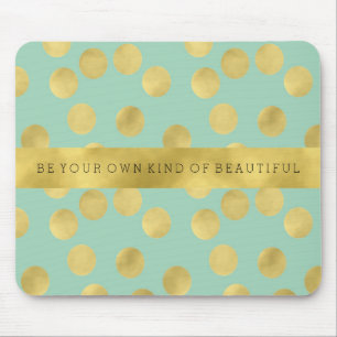 Mint and Gold Glitz Dots Be Beautiful Mouse Pad