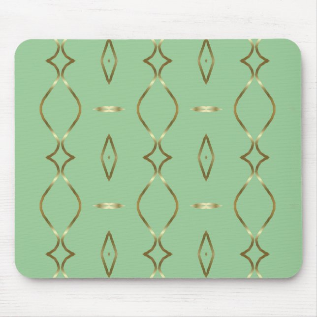 Mint and Gold Pattern Mouse Pad (Front)