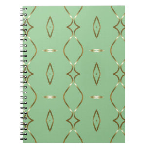 Mint and Gold Pattern Spiral Notebook