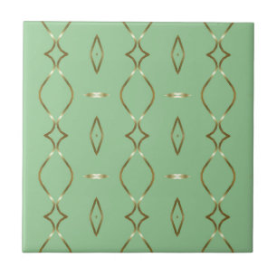 Mint and Gold Pattern Tile