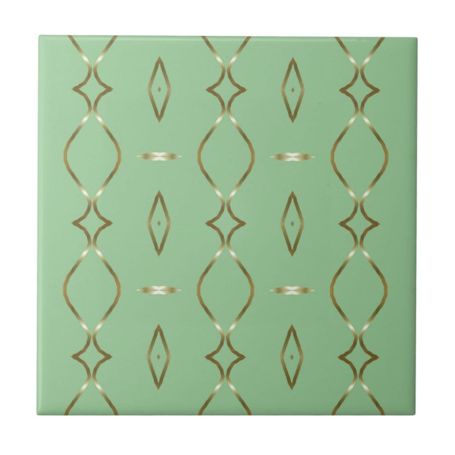 Mint and Gold Pattern Tile (Front)