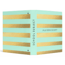Mint And Gold Personalised Binder