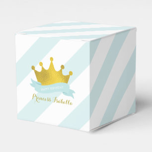Mint and Gold Princess Tiara Birthday Party Favour Box