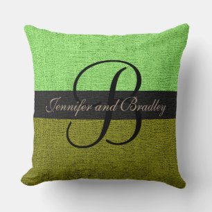Mint and Green Elegant Monogram Wedding Cushion
