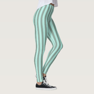 Mint And Green Striped  Leggings