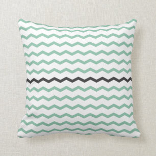 Mint and Grey Chevron Cushion