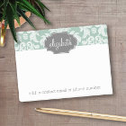 Mint and Grey Damask Pattern Custom Name