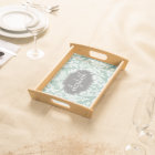Mint and Grey Damask Pattern Custom Name