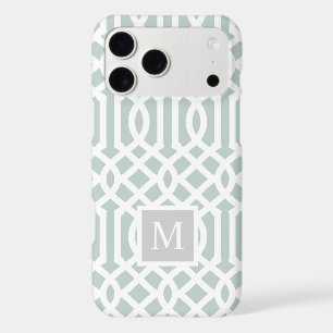 Mint and Grey Trellis Monogram Editable Colours