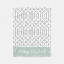 Mint and Grey Trellis Monogram | Editable Colours