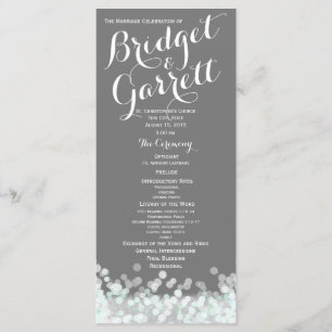 Mint and Grey Twinkle Lights Wedding Program Programme