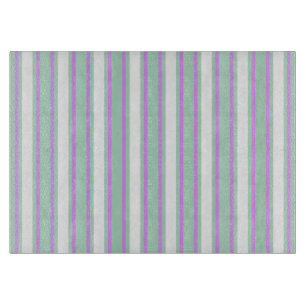 Mint and lilac candy stripes cutting board