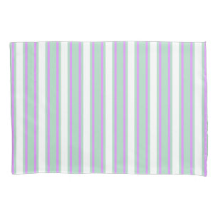 Mint and lilac candy stripes pillowcase