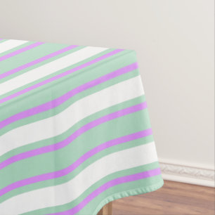 Mint and lilac candy stripes tablecloth